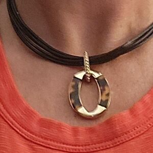 Ralph Lauren Gold and Black Oval Necklace
